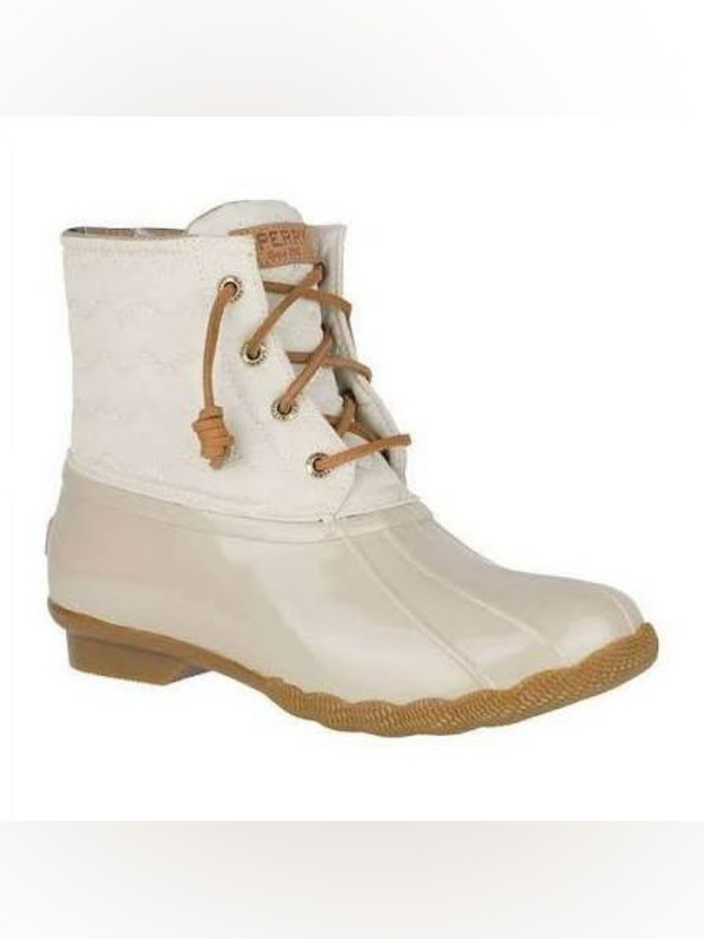 Sperry saltwater quilt ivory duck boots size 6.5